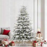 vidaXL Plast Hingad Julgran med LED -remsljus Vit 240 cm PE och PVC