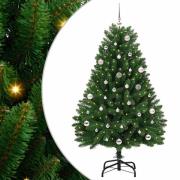 vidaXL Konstgjord julgran med LED -remsljus Grön 150 cm PVC och metall