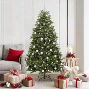 vidaXL Konstgjord julgran med LED -remsljus Grön 180 cm PVC och metall