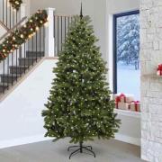 vidaXL Konstgjord julgran med LED -remsljus Grön 270 cm PVC och metall