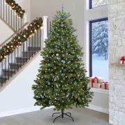 vidaXL Konstgjord julgran med LED -remsljus Grön 300 cm PVC och metall