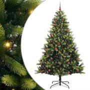 vidaXL Konstigt hinged julgran 300 LEDs Grön 210 cm PVC och PE