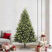 vidaXL Konstigt hinged julgran 300 LEDs Grön 210 cm PVC och PE