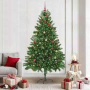 vidaXL Julgran med 300 LED-lampor med stativ Grön 210 cm PE