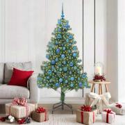 vidaXL Julgran med 300 LED-lampor med stativ Grön 180 cm PVC
