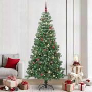 vidaXL Julgran med 300 LED-lampor med stativ Grön 240 cm PVC