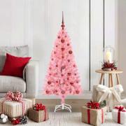 vidaXL Julgran med 150 LED-lampor med stativ Rosa 120 cm PVC