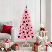 vidaXL Julgran med 150 LED-lampor med stativ Rosa 150 cm PVC