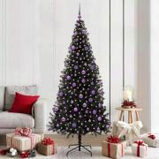 vidaXL Julgran med 300 LED-lampor med stativ Svart 210 cm PVC