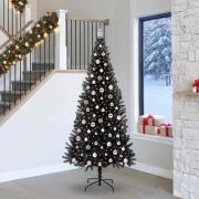 vidaXL Julgran med 300 LED-lampor med stativ Svart 240 cm PVC