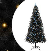 vidaXL Julgran med 300 LED-lampor med stativ Svart 240 cm PVC