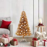 vidaXL Julgran med 150 LED-lampor med stativ Guld 120 cm PET