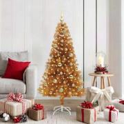 vidaXL Julgran med 150 LED-lampor med stativ Guld 150 cm PET