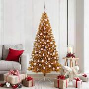 vidaXL Julgran med 300 LED-lampor med stativ Guld 180 cm PET