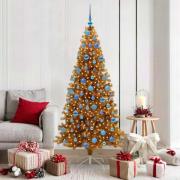 vidaXL Julgran med 300 LED-lampor med stativ Guld 180 cm PET
