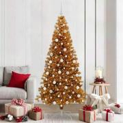 vidaXL Julgran med 300 LED-lampor med stativ Guld 210 cm PET