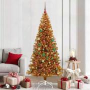vidaXL Julgran med 300 LED-lampor med stativ Guld 210 cm PET