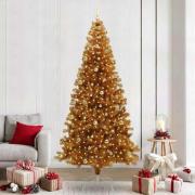 vidaXL Julgran med 300 LED-lampor med stativ Guld 240 cm PET
