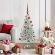 vidaXL Julgran med 150 LED-lampor med stativ Silver 120 cm PET