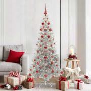 vidaXL Julgran med 300 LED-lampor med stativ Silver 180 cm PET