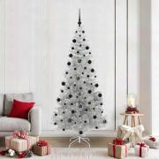vidaXL Julgran med 300 LED-lampor med stativ Silver 210 cm PET