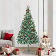 vidaXL Konstgjord julgran med 300 LED-lampor Grön 210 cm PVC och Stål