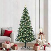 vidaXL Konstgjord Förbelyst Julgran Grön 210 cm PVC och metall