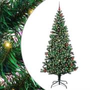 vidaXL Konstgjord Förbelyst Julgran Grön 240 cm PVC och metall