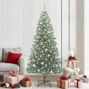 vidaXL Konstgjord Julgran Snöflockad med LED Ljus Grön och Vit 210 cm