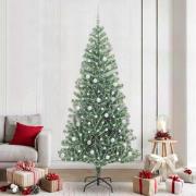 vidaXL Konstgjord Julgran Snöflockad med LED Ljus Grön och Vit 240 cm