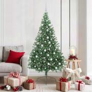 vidaXL Konstgjord Förbelyst Julgran med 300 LED-lampor Grön 180 cm PVC