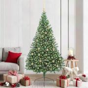 vidaXL Konstgjord Förbelyst Julgran med 300 LED-lampor Grön 210 cm PVC