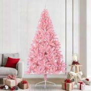 vidaXL Konstgjord Förbelyst Julgran med 300 LED-lampor Rosa 240 cm PVC