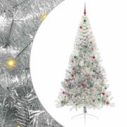 vidaXL Konstgjord Förbelyst Julgran Silver 240 cm PET