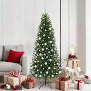 vidaXL Konstgjord julgran med 300 LED-lampor Grön 180 cm PE och PVC