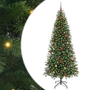 vidaXL Konstgjord julgran med 300 LED-lampor Grön 180 cm PE och PVC