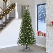 vidaXL Konstgjord julgran med 300 LED-lampor Grön 240 cm PE och PVC