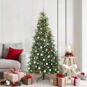 vidaXL Plast Hingad Julgran med 300 LED-lampor Grön 180 cm PE och PVC