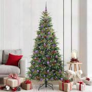 vidaXL Plast Hingad Julgran med 300 LED-lampor Grön 210 cm PE och PVC