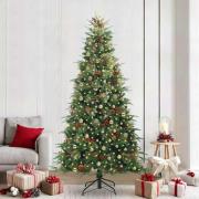 vidaXL Plast Hingad Julgran med 300 LED-lampor Grön 240 cm PE och PVC