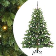 vidaXL Konstgjord julgran med 150 LED-lampor Grön 150 cm PE och PVC