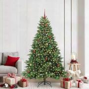 vidaXL Konstgjord julgran med 300 LED-lampor Grön 210 cm PE och PVC