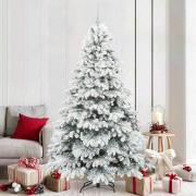 vidaXL Konstgjord julgran med 300 LED-lampor Grön 210 cm PE och PVC