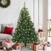 vidaXL Konstgjord julgran med 150 LED-lampor Grön 150 cm PE och PVC