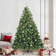 vidaXL Konstgjord julgran med 300 LED-lampor Grön 240 cm PE och PVC