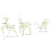 vidaXL LED Renar med 60 LED-lampor 3 pcs Varmvit PET