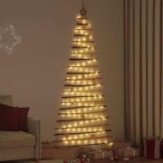 vidaXL Julgran med 130 LED-lampor Naturfärg 210 cm massiv ask