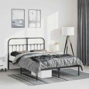 vidaXL Sängram med huvudgavel metall svart 135x190 cm