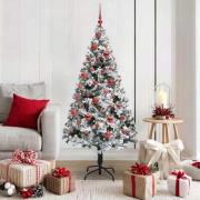 vidaXL Konstgjord julgran med stativ Vit 150 cm PVC och Stål och Plast