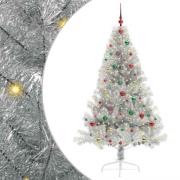 vidaXL Konstgjord Förbelyst Julgran Silver 180 cm PET